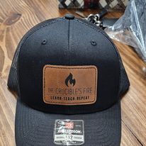 The Crucible's Fire Trucker Hat with Leather Patch