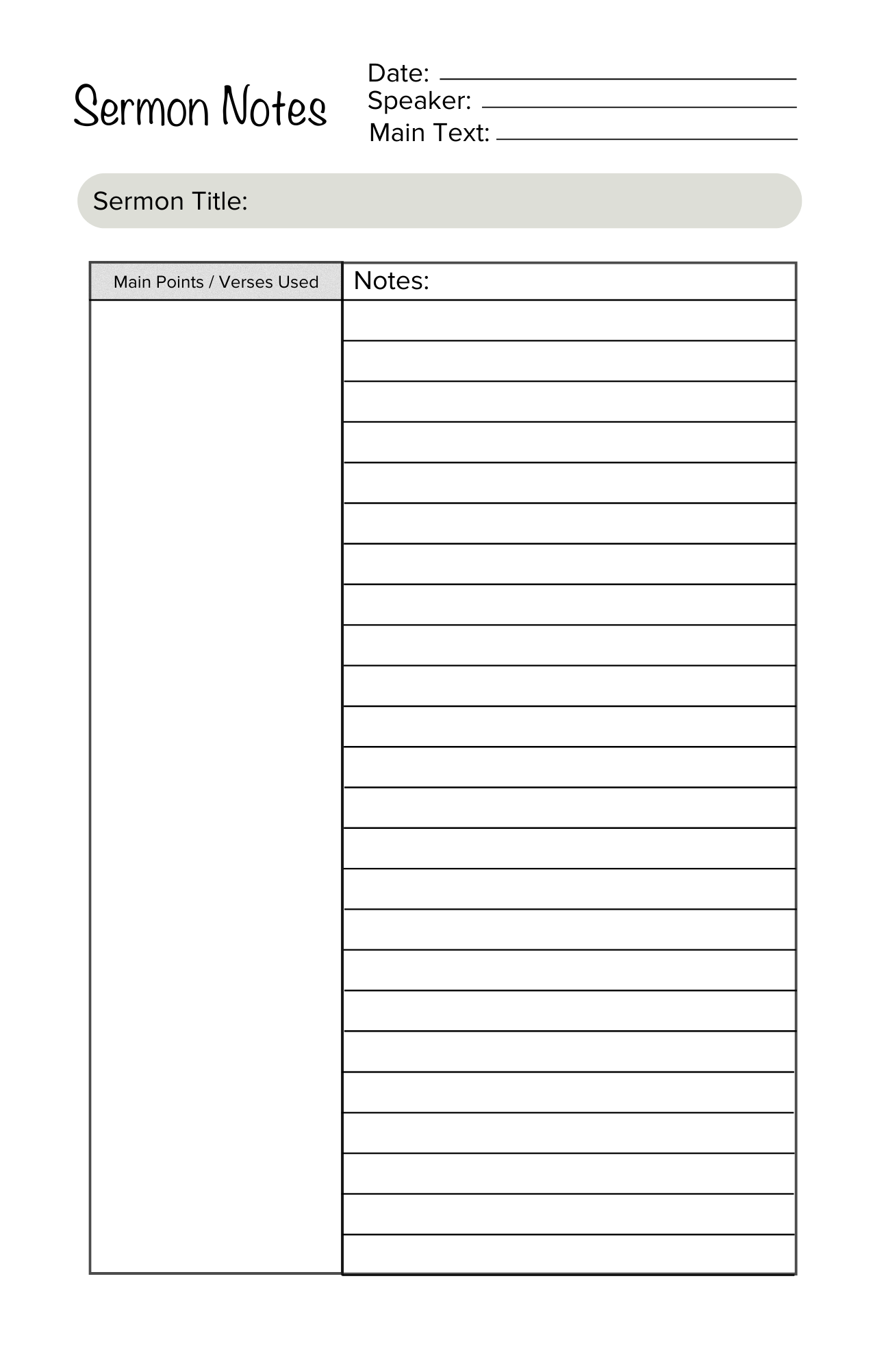 Sermon Notes Journal (PDF)